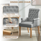 Fabric Dining Chair with Arms，Light Gray
