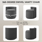 Velvet Swivel Accent Chair with Storage, 360° Vanity Makeup Chair with Wave Back, No Assembly Comfy Single Sofa Chair, Small Accent Stool for Bedroom, Dressing, Living Room