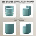 Vanity Chair with Storage，Velvet, Teal