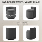 Velvet Swivel Accent Chair with Storage, 360° Vanity Makeup Chair with Wave Back, No Assembly Comfy Single Sofa Chair, Small Accent Stool for Bedroom, Dressing, Living Room