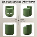 Velvet Swivel Accent Chair with Storage, 360° Vanity Makeup Chair with Wave Back, No Assembly Comfy Single Sofa Chair, Small Accent Stool for Bedroom, Dressing, Living Room