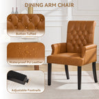PU Leather Dining Chair with Arms, Light Brown