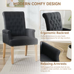 Fabric Dining Chair with Arms，Black