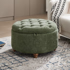 Round Storage Ottoman，Green