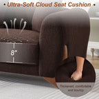 87" Boucle Couch with Solid Wood Legs,Brown