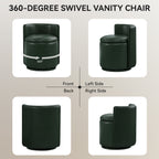 Velvet Swivel Accent Chair with Storage, 360° Vanity Makeup Chair with Wave Back, No Assembly Comfy Single Sofa Chair, Small Accent Stool for Bedroom, Dressing, Living Room