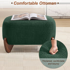 87" Sherpa Boucle Cloud Couch with Ottoman，Green