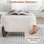 87" Sherpa Boucle Cloud Couch with Ottoman，Beige