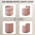 Vanity Chair with Storage，Velvet, Pink