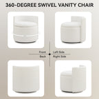 Velvet Swivel Accent Chair with Storage, 360° Vanity Makeup Chair with Wave Back, No Assembly Comfy Single Sofa Chair, Small Accent Stool for Bedroom, Dressing, Living Room