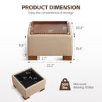 24" Square Storage Ottoman，Khaki