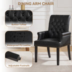 PU Leather Dining Chair with Arms, Black