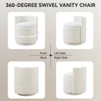 Vanity Chair with Storage，Velvet, White