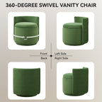 Velvet Swivel Accent Chair with Storage, 360° Vanity Makeup Chair with Wave Back, No Assembly Comfy Single Sofa Chair, Small Accent Stool for Bedroom, Dressing, Living Room