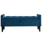 47" Velvet Storage Bench，Blue