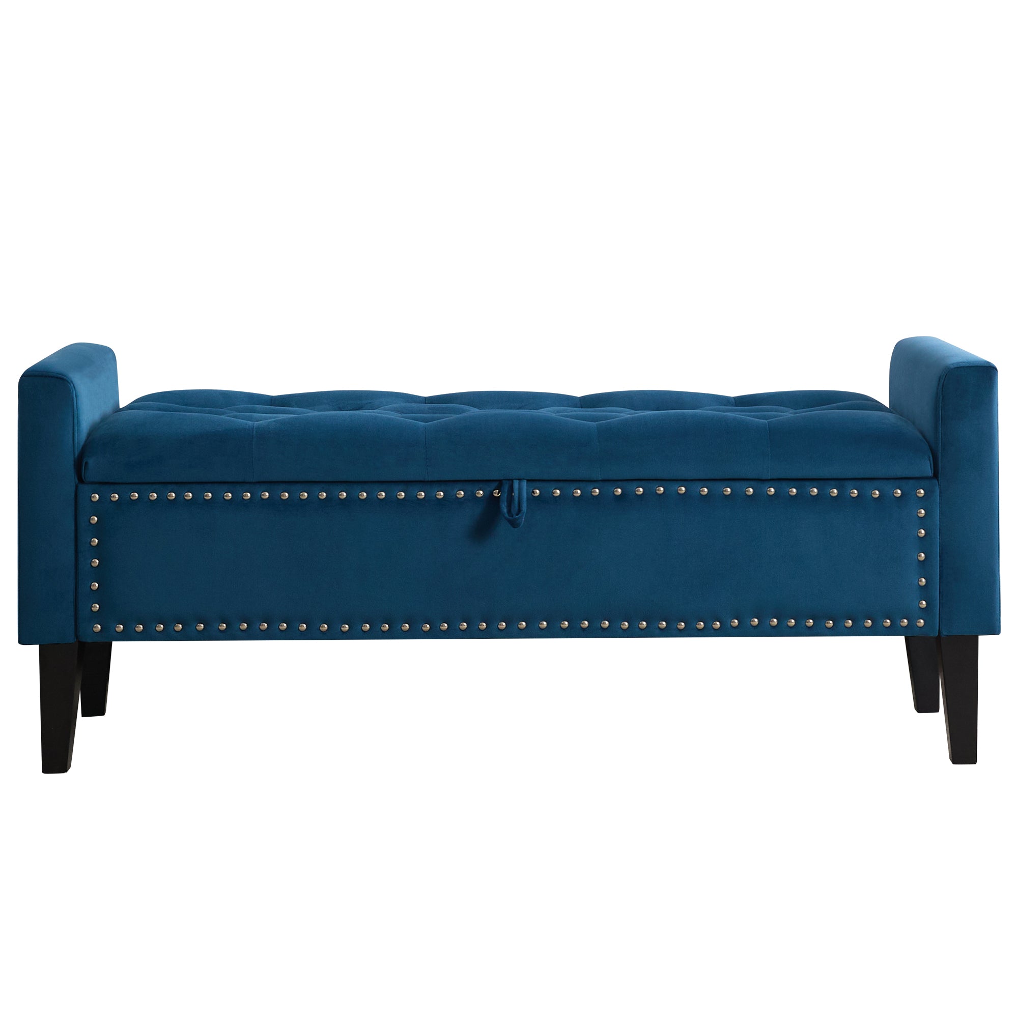 47" Velvet Storage Bench，Blue