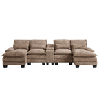 U Shaped Cloud Modular Sofa with Chaise Lounges，Camel