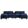 U Shaped Cloud Modular Sofa with Chaise Lounges，Navy