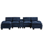 U Shaped Cloud Modular Sofa with Chaise Lounges，Navy