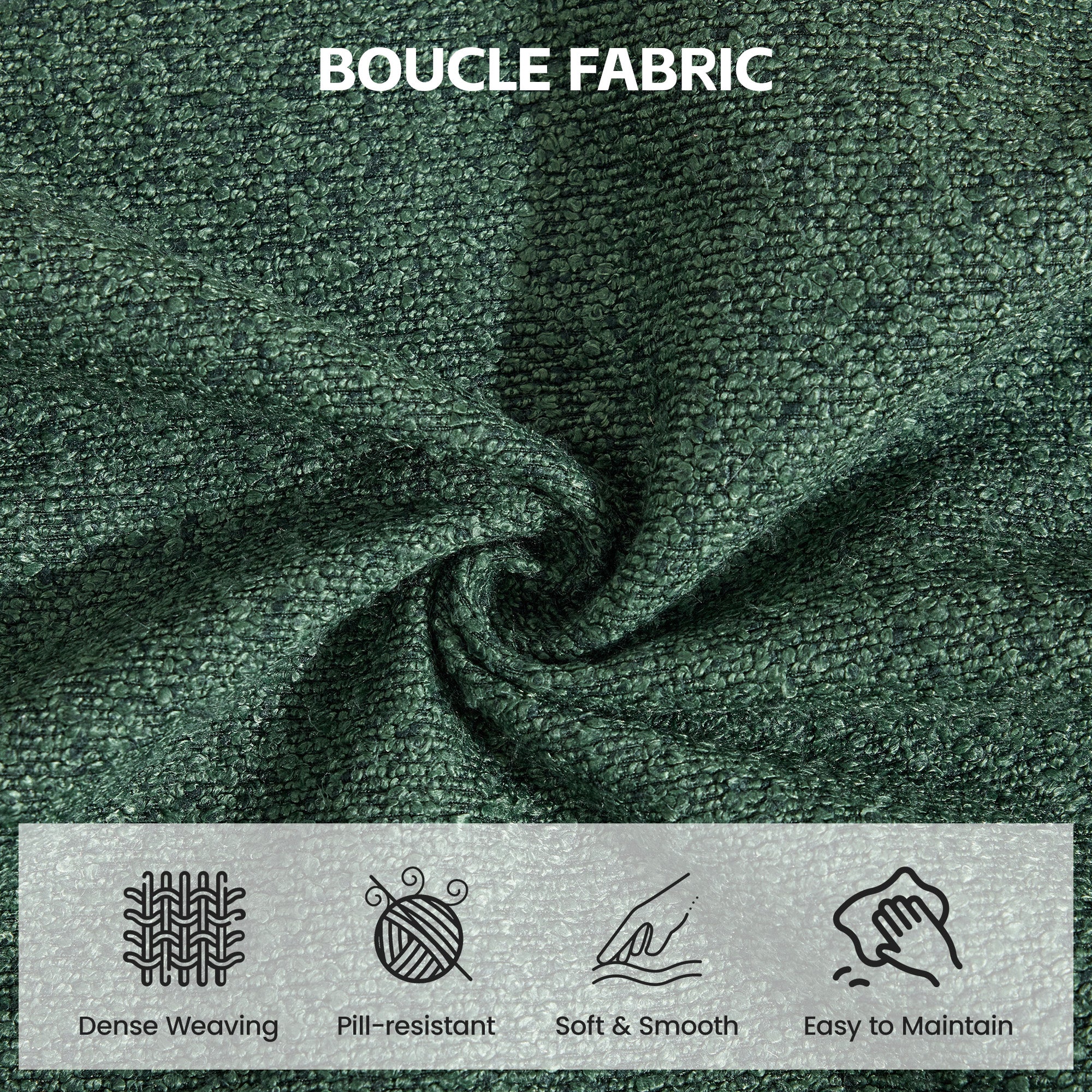 24" Square Storage Ottoman，Green