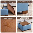 24" Square Storage Ottoman，Blue