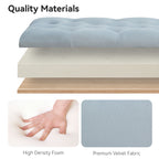 47" Velvet Storage Bench，Blue Grey