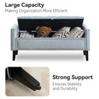 47" Velvet Storage Bench，Blue Grey