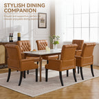 PU Leather Dining Chair with Arms, Light Brown