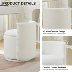 Vanity Chair with Storage，Velvet, White