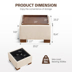 24" Square Storage Ottoman，Beige