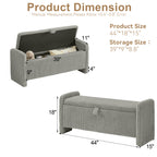 44'' Corduroy Storage Ottoman Bench, Gray