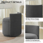 Vanity Chair with Storage，Velvet, Gray