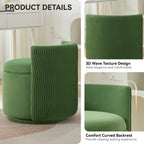 Velvet Swivel Accent Chair with Storage, 360° Vanity Makeup Chair with Wave Back, No Assembly Comfy Single Sofa Chair, Small Accent Stool for Bedroom, Dressing, Living Room