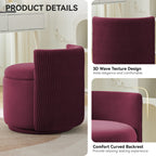 Velvet Swivel Accent Chair with Storage, 360° Vanity Makeup Chair with Wave Back, No Assembly Comfy Single Sofa Chair, Small Accent Stool for Bedroom, Dressing, Living Room