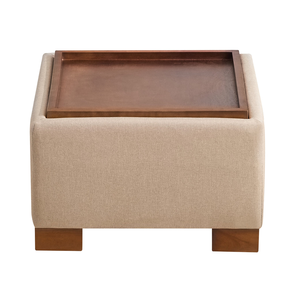 24" Square Storage Ottoman，Khaki