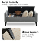 47" Velvet Storage Bench，Gray