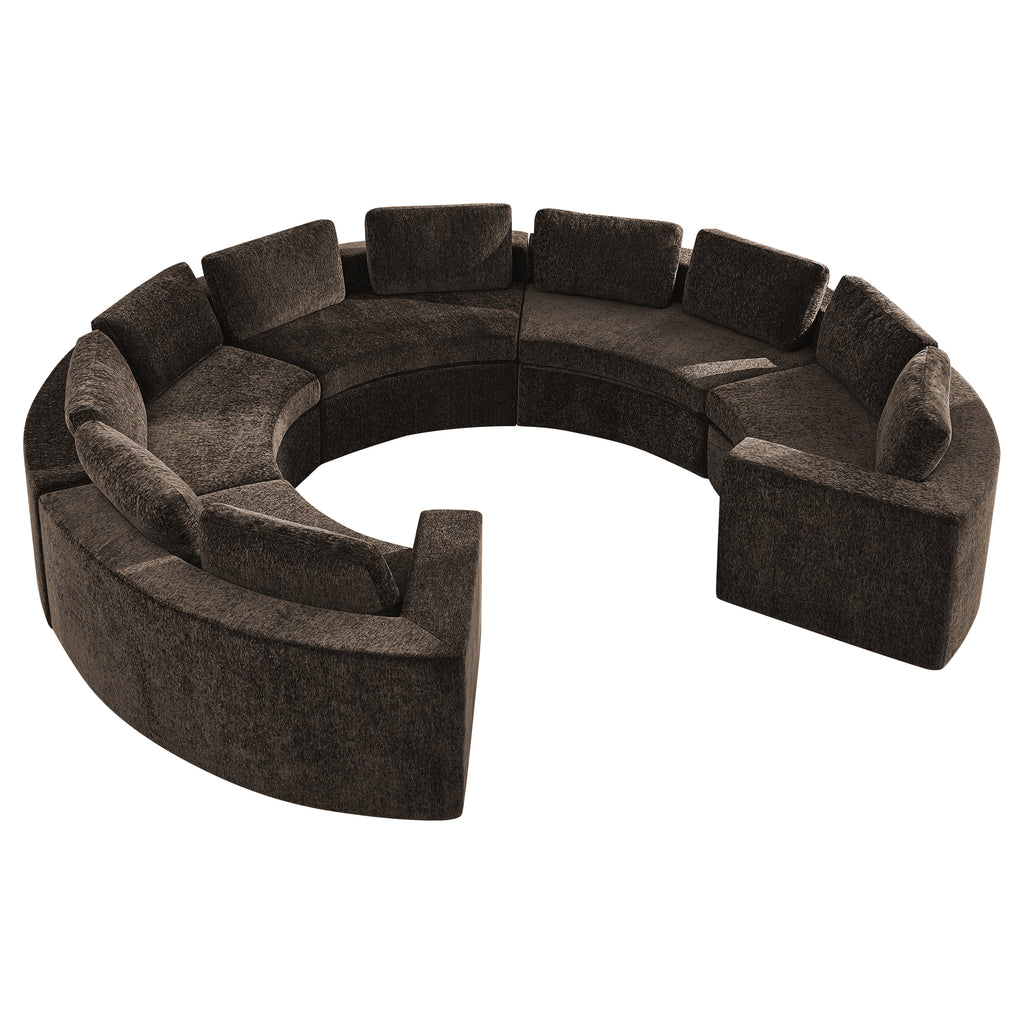 Curved Compression Sectional Couch，10 Seater，Brown