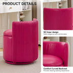 Velvet Swivel Accent Chair with Storage, 360° Vanity Makeup Chair with Wave Back, No Assembly Comfy Single Sofa Chair, Small Accent Stool for Bedroom, Dressing, Living Room