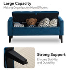 47" Velvet Storage Bench，Blue