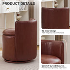 Vanity Chair with Storage，Leather, Red
