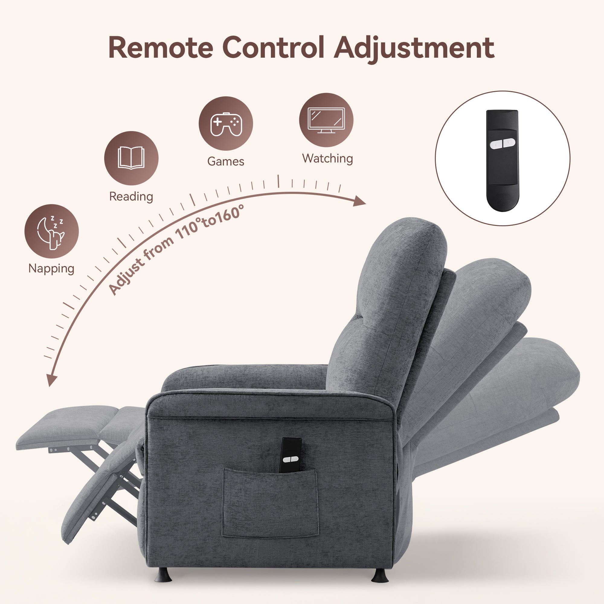 Multifunctional Accent Chair-Gray