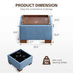 24" Square Storage Ottoman，Blue