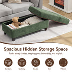 HASLE Storage Ottoman Bench with Wooden Tray, Upholstered Ottoman Coffee Table with Hidden Storage for Living Room Bedroom