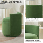 Velvet Swivel Accent Chair with Storage, 360° Vanity Makeup Chair with Wave Back, No Assembly Comfy Single Sofa Chair, Small Accent Stool for Bedroom, Dressing, Living Room