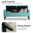 47" Velvet Storage Bench，Teal