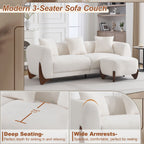 87" Sherpa Boucle Cloud Couch with Ottoman，Beige