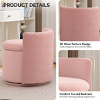 Velvet Swivel Accent Chair with Storage, 360° Vanity Makeup Chair with Wave Back, No Assembly Comfy Single Sofa Chair, Small Accent Stool for Bedroom, Dressing, Living Room