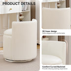 Vanity Chair with Storage，Leather, Beige