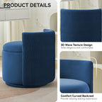 Velvet Swivel Accent Chair with Storage, 360° Vanity Makeup Chair with Wave Back, No Assembly Comfy Single Sofa Chair, Small Accent Stool for Bedroom, Dressing, Living Room