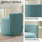 Velvet Swivel Accent Chair with Storage, 360° Vanity Makeup Chair with Wave Back, No Assembly Comfy Single Sofa Chair, Small Accent Stool for Bedroom, Dressing, Living Room